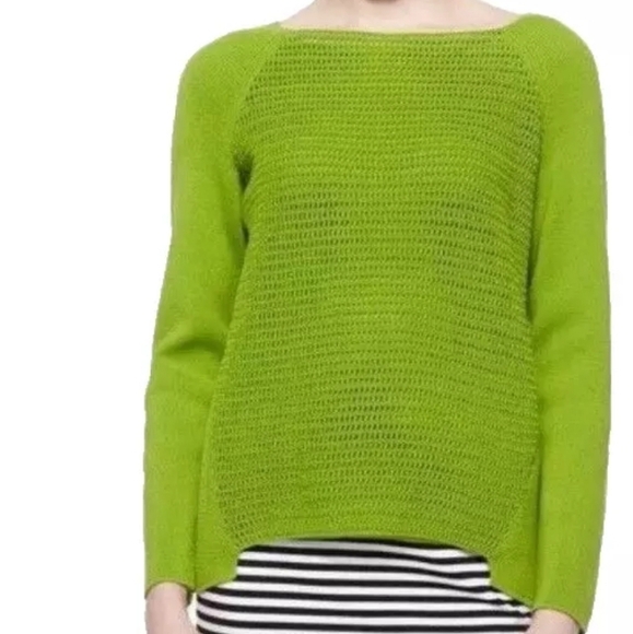 Lafayette 148 Green Open Knit Sweater - Picture 1 of 6
